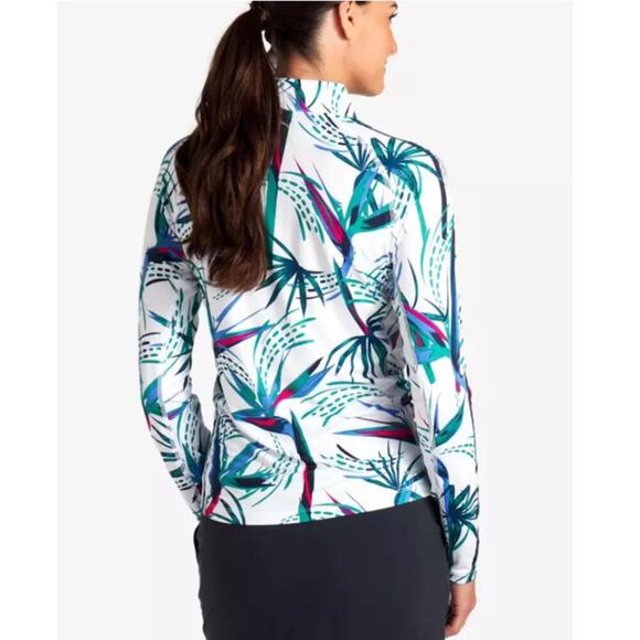 PUMA Women's Floral Birds of Paradise YOU-V 1/4 Zip Pull Over Size M - Picture 2 of 7